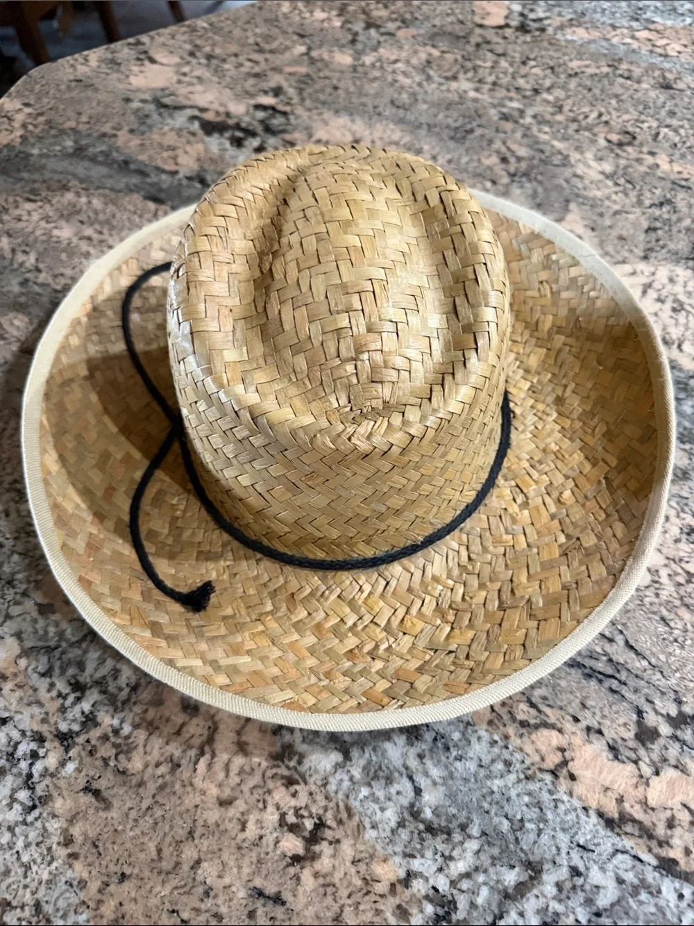 Men's Natural Straw Cowboy Hat with Black Chin Cord